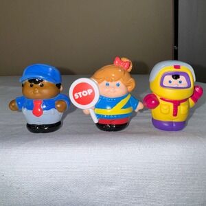 Little Tikes Figures Lot of 3 Baseball Player Crossing Guard Racecar Driver  Vtg